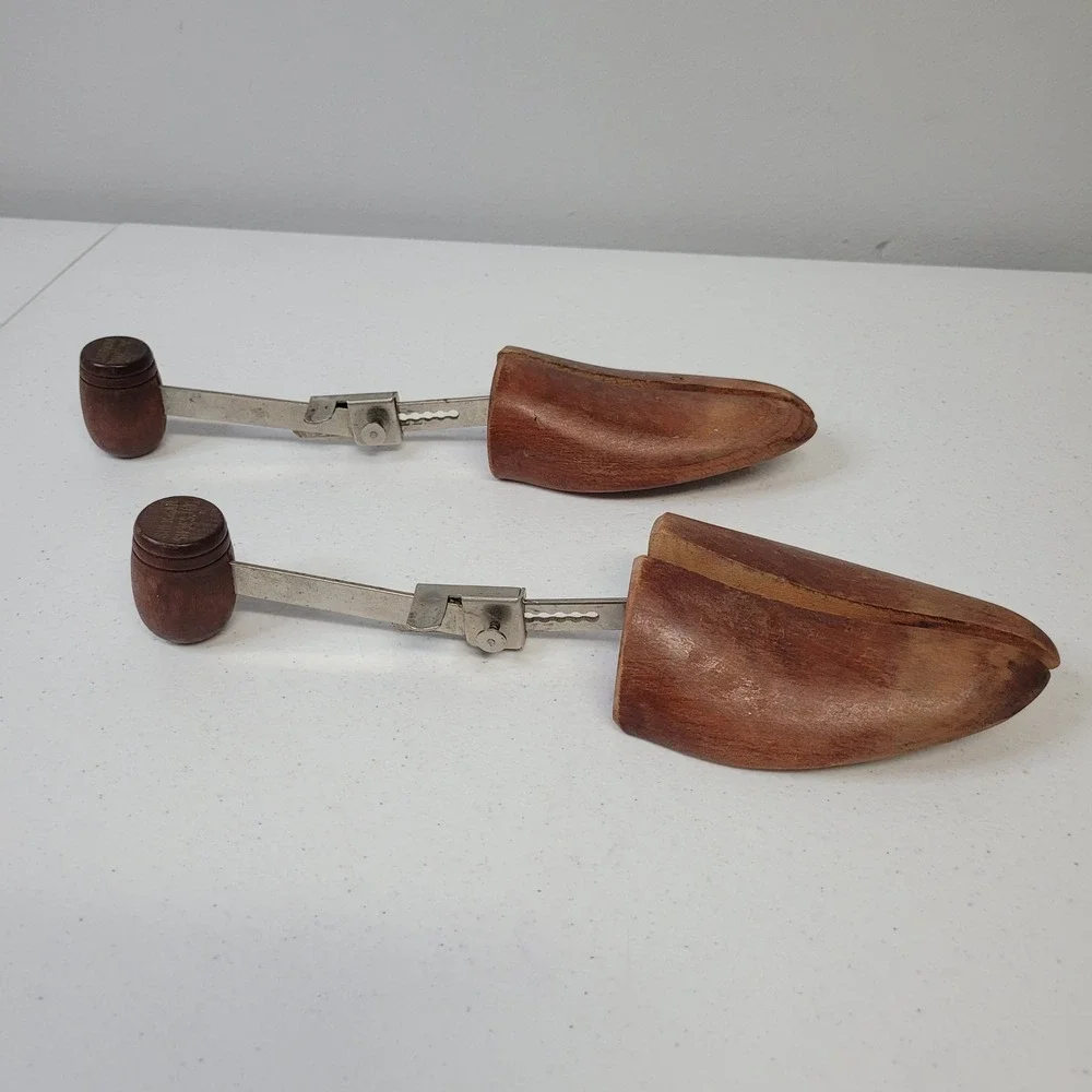 Sherman Shoes Inc Vintage Wood Shoe Trees Adjustable Brown‎ Stretcher Set